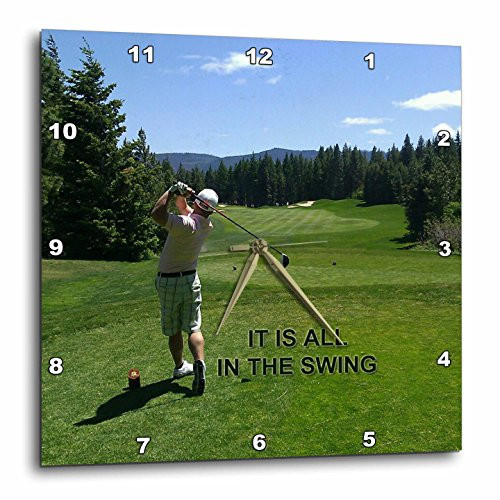 3dRose dpp_184363_1 Golfing It is All in The Swing Print-Wall Clock, 10 by 10-Inch