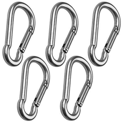 CBTONE 5 Pack 4 Inch Spring Snap Hook Stainless Steel 304 Carabiner Clips Heavy Duty Quick Link Hook for Outdoor Camping Hiking Hammock Swing -M10 x 1 CBTONE 5 Pack 4 Inch Spring Snap Hook Stainless Steel 304 Carabiner Clips Heavy Duty Quick Link Hook for Outdoor Camping Hiking Hammock Swing -M10 x 1