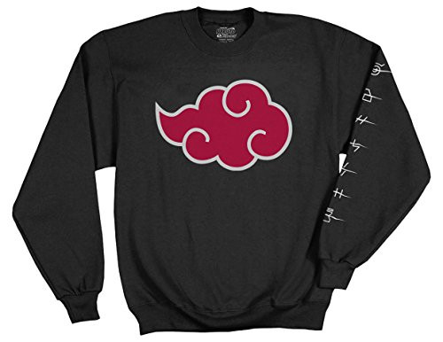 Ripple Junction Naruto - Shippuden Adult Akatsuki Cloud Anti Leaf Symbols Fleece Crew Sweatshirt SM Black