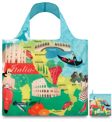 LOQI Urban Italy Reusable Shopping Bag, Multicolored