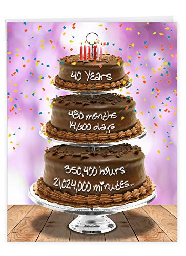 NobleWorks - Big Group Happy Birthday Card -8-5 x 11 Inch- - Jumbo Funny Card for Birthdays  Milestone Bday Celebration from All of Us - 40 Year Time