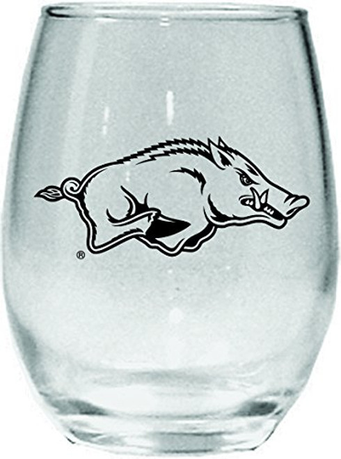 Nordic Promos NCAA Arkansas Razorbacks 15 oz Stemless Wine Glass with Black Team Logo Nordic Promos NCAA Arkansas Razorbacks 15 oz Stemless Wine Glass with Black Team Logo