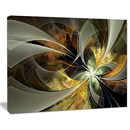 Designart PT12005-20-12 Symmetrical Gold Fractal Flower Modern floral canvas Wall Art,black,20x12 Designart PT12005-20-12 Symmetrical Gold Fractal Flower Modern floral canvas Wall Art,black,20x12