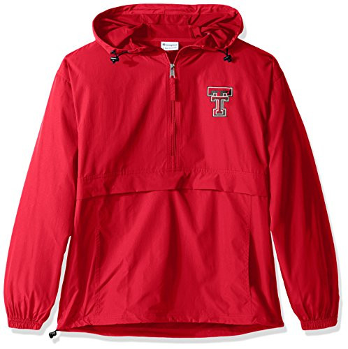 Champion NCAA Mens Half Zip Front Pocket Packable Jacket Texas Tech Red Raiders XX-Large