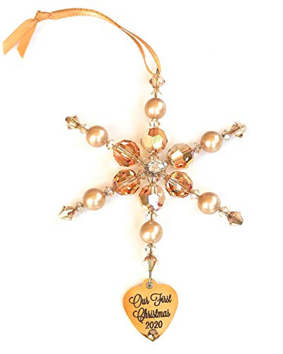 Our First Christmas Ornament 2020 with Golden Swarovski Crystals