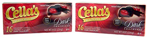 Cellas Dark Chocolate Covered Cherries  16 Count -Pack of 2-