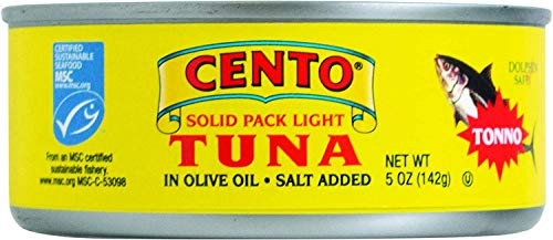 Cento Solid Pack Light Tuna in Olive Oil  5 oz -142 g- -Pack of 8-