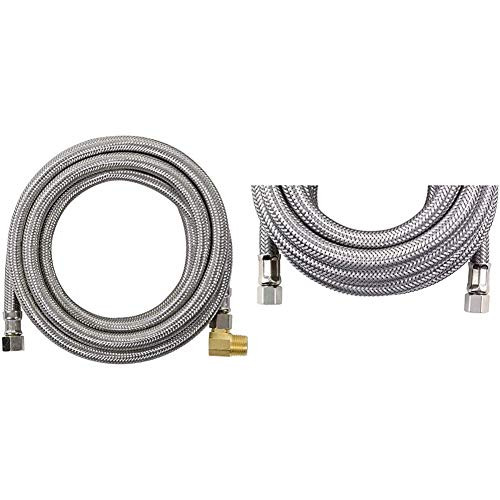 Certified Appliance Accessories Braided Stainless Steel Dishwasher Connector with Elbow  10ft and IM180SS Braided Stainless Steel Ice Maker Connector  1