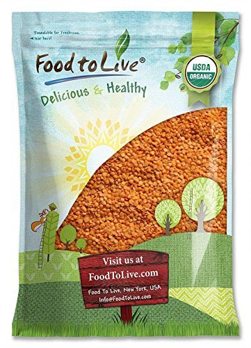 Organic Red Split Lentils by Food to Live -Dry Beans  Non-GMO  Kosher  Raw  Masoor Dal  Bulk-  10 Pounds
