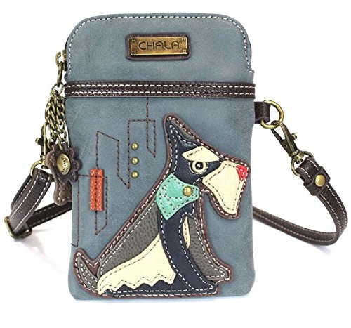 Chala Crossbody Cell Phone Purse - Women PU Leather Multicolor Handbag with Adjustable Strap - Schnauzer - Indigo