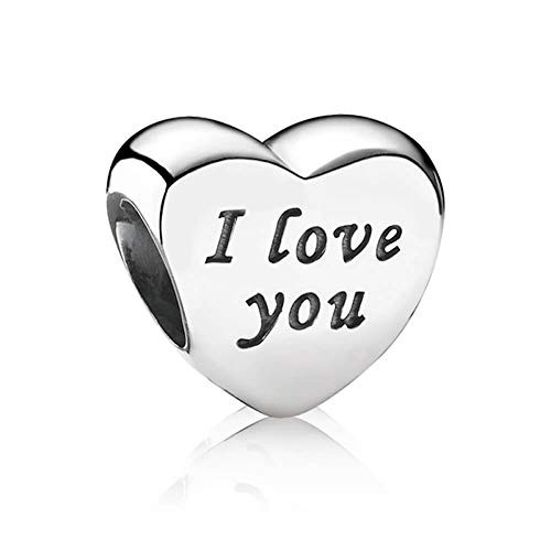 MiniJewelry I Love You Heart Charm for Bracelets Women Girls Wife Anniversary Birthday Charm fits Pandora Charms Bracelets