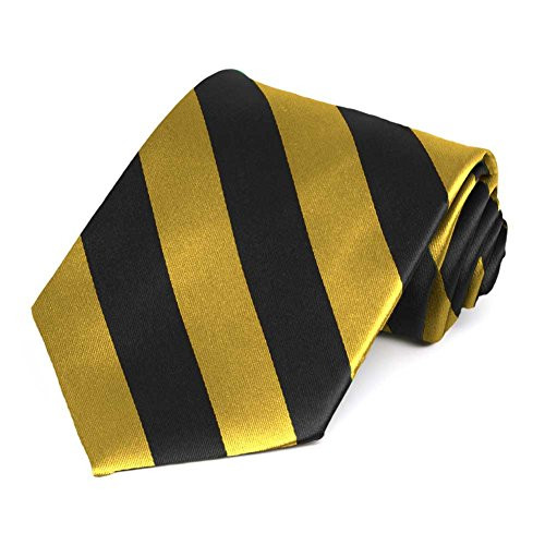 TieMart Black and Gold Striped Tie