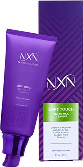 NxN Gel-to-Milk Facial Cleanser - Gentle  Daily Anti-Aging Face Wash For Hydrating Dry-Sensitive Skin 2-0 FL Oz