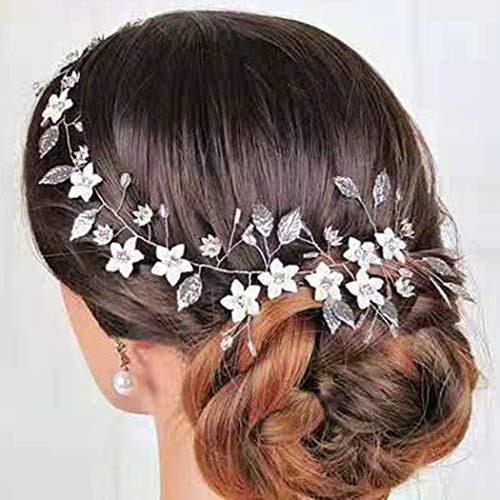 Unicra Flower Bride Wedding Hair Vine Leaf Bridal Hair Piece Pearls Hair Accessories for Women and Girls -Gold- Unicra Flower Bride Wedding Hair Vine Leaf Bridal Hair Piece Pearls Hair Accessories for Women and Girls -Gold-