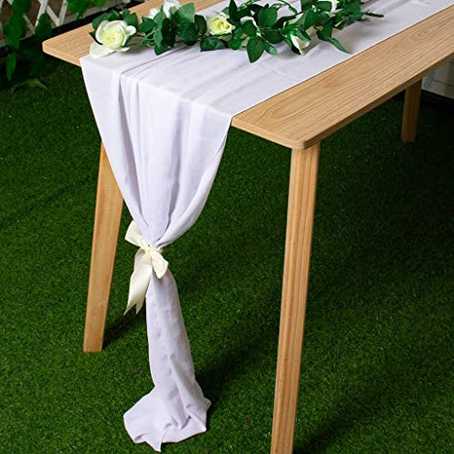 Chiffon Table Runner White 29x120-Inch Sheer Table Runner 10FT Long Chiffon Table Runner for Weddings Tulle Table Runner Chiffon Fabric for Wedding Ar
