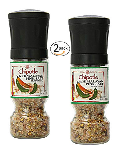Grip Grinder 2 pack of Dean Jacobs Chipotle and Himalayan Pink Salt Seasoning 7-0 Oz ea - a Nice Finishing Blend of Chipotle Peppers and Pink Salt re Grip Grinder 2 pack of Dean Jacobs Chipotle and Himalayan Pink Salt Seasoning 7-0 Oz ea - a Nice Finishing Blend of Chipotle Peppers and Pink Salt re