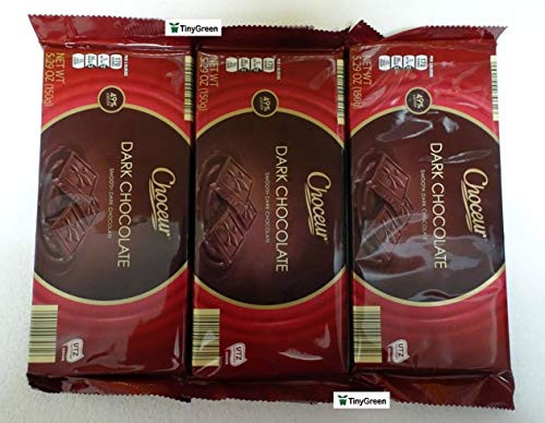 Choceur Dark Chocolate Smooth Dark Chocolate 49 Cocoa 5-29oz 150g -Pack of Three-