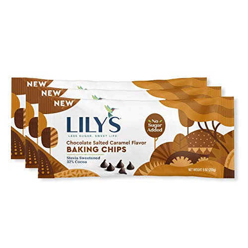 Salted Caramel Chocolate Baking Chips By Lilys Sweets - Stevia Sweetened  No Added Sugar  Low-Carb  Keto Friendly - 32 Cocoa - Fair Trade  Gluten-Fr