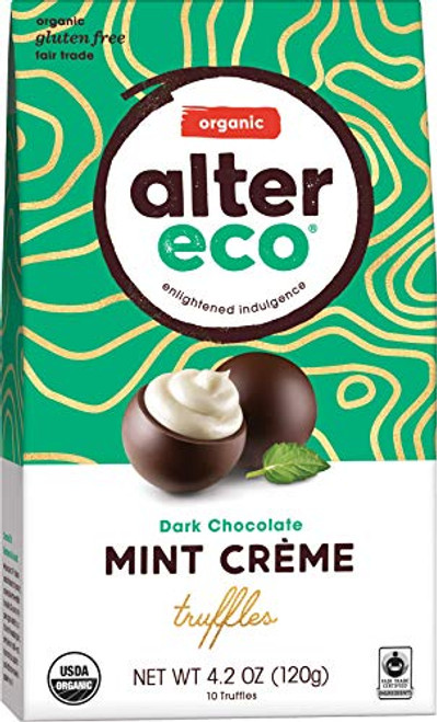 Alter Eco - Mint Crème Truffles - 58 Pure Dark Cocoa Organic Dark Chocolate Truffles 10 Truffle Bag Alter Eco - Mint Crème Truffles - 58 Pure Dark Cocoa Organic Dark Chocolate Truffles 10 Truffle Bag