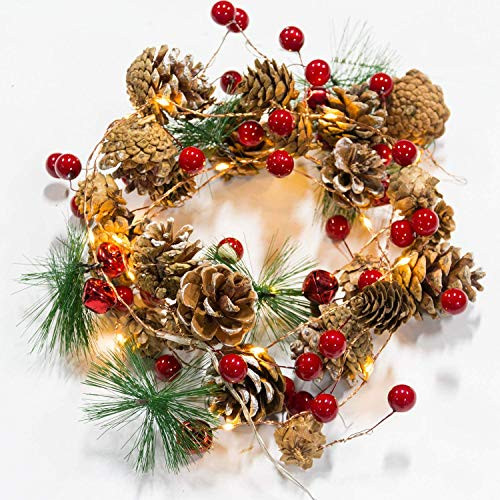 Christmas String Lights Pinecone Red Berry Bell Xmas Garland Fairy String Lights with Pine Cone and Green Leaves Indoor Outdoor Holiday Christmas New Christmas String Lights Pinecone Red Berry Bell Xmas Garland Fairy String Lights with Pine Cone and Green Leaves Indoor Outdoor Holiday Christmas New