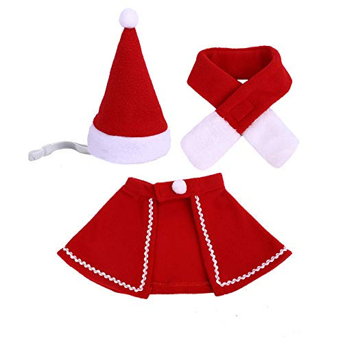 unkonwn Pet Christmas Costume Poncho Cape with Hat and Xmas Scarf  Adjustable Red Santa Claus Cloak for Cats and Small Dogs Christmas Decoration