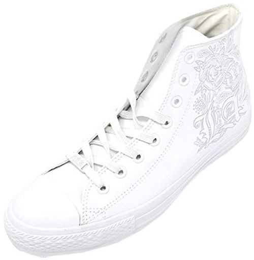 Converse CTAS Chuck Taylor All Star HI Special Unique Collection Leather -9  White-White-Mouse-