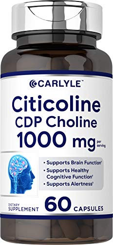 Citicoline CDP Choline 1000mg - 60 Capsules - Highest Potency Per Capsule - Non-GMO  Gluten Free Supplement - by Carlyle