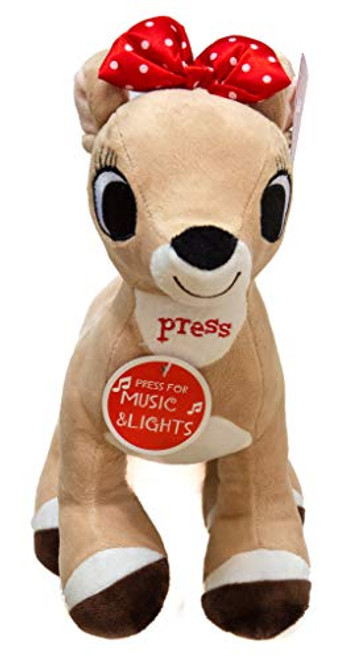Clarice Female Reindeer Rudolph the Red Nosed Reindeer Plush Musical Song Lights up Red Cheeks 10 Tall