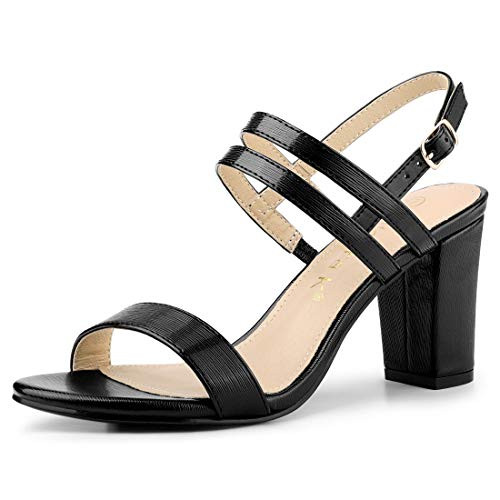 Allegra K Womens Slingback Block Heel Ankle Strap Black Sandals - 9 M US