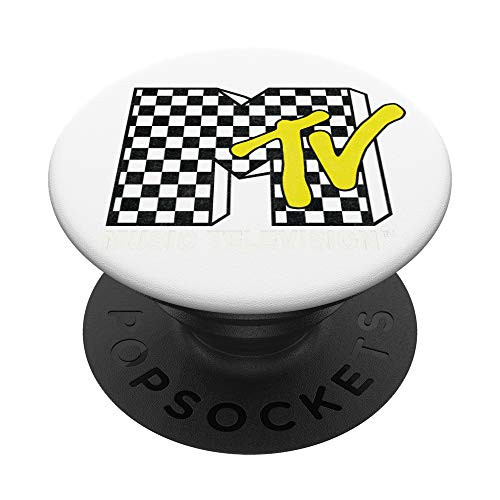 Classic MTV Logo Distressed Checkered Print PopSockets Grip and Stand for Phones and Tablets