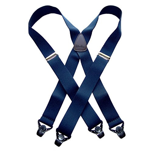Holdup Classic Series Basic Blue X-Back Suspenders with patented black Gripper Clasp
