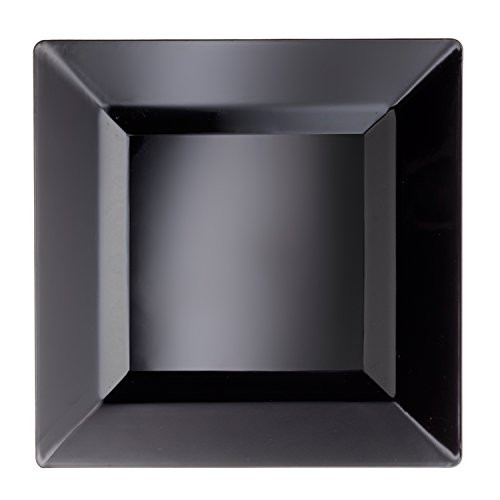 Party Essentials 40-Count Hard Plastic 9-5 Classic Square Lunch-Dinner Plates  Black