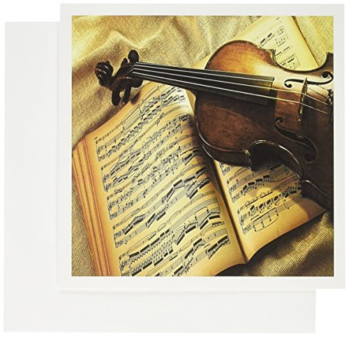 3dRose Classica Old Violin On Music Sheets - Greeting Cards  6 x 6 inches  set of 6 -gc-109703-1-