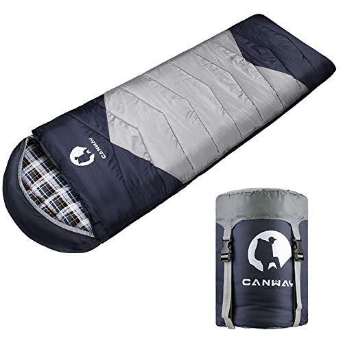 CANWAY Sleeping Bag with Compression Sack, Lightweight and Waterproof for Warm & Cold Weather, Comfort for 4 Seasons Camping/Traveling/Hiking/Backpacking, Adults & Kids (z-Gray-Flannel) CANWAY Sleeping Bag with Compression Sack, Lightweight and Waterproof for Warm & Cold Weather, Comfort for 4 Seasons Camping/Traveling/Hiking/Backpacking, Adults & Kids (z-Gray-Flannel)