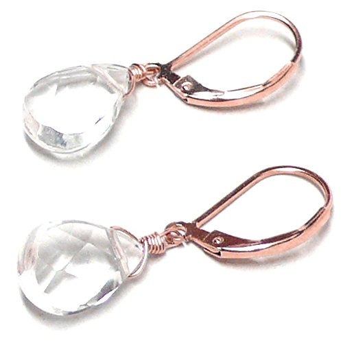 Quartz Crystal Briolette Lever Back Earrings Rose Gold-Filled Quartz Crystal Briolette Lever Back Earrings Rose Gold-Filled
