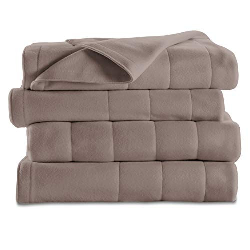 Sunbeam Heated Blanket - 10 Heat Settings  Quilted Fleece  Mushroom  Twin - BSF9GTS-R772-12A00