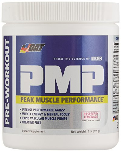 GAT PMP -Peak Muscle Performance-  Next Generation Pre Workout Powder for Intense Performance Gains  Raspberry Lemonade  30 Servings  9 Ounce