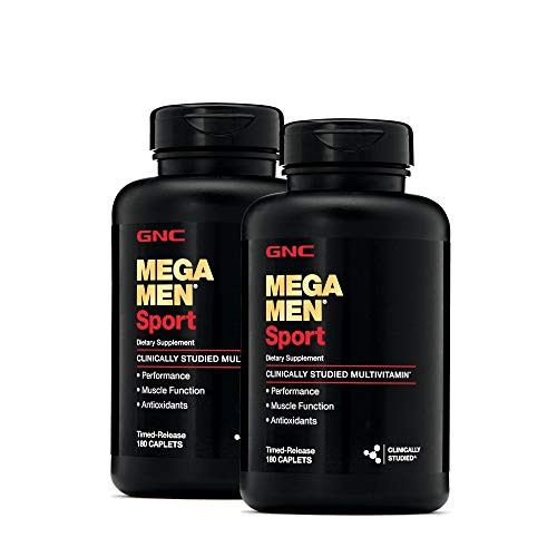 GNC Mega Men Sport Multivitamin for Men  2 Pack  180 Count  for Performance  Muscle Function  and General Health