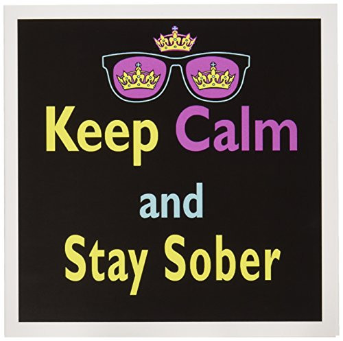 3dRose CMYK Keep Calm Parody Hipster Crown And Sunglasses Keep Calm And Stay Sober - Greeting Cards  6 x 6 inches  set of 12 -gc-116821-2-