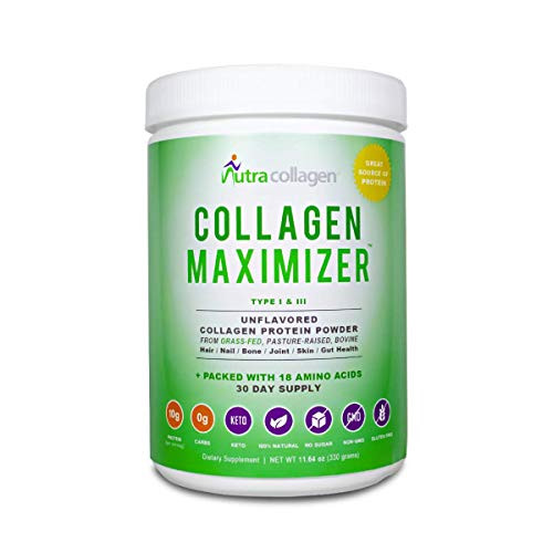 NUTRACOLLAGEN Collagen Peptides - Collagen Peptides Protein Powder- Grass-Fed  Gluten Free  Non-GMO  Sugar Free  Easy to Mix - Unflavored -30 Servings NUTRACOLLAGEN Collagen Peptides - Collagen Peptides Protein Powder- Grass-Fed  Gluten Free  Non-GMO  Sugar Free  Easy to Mix - Unflavored -30 Servings