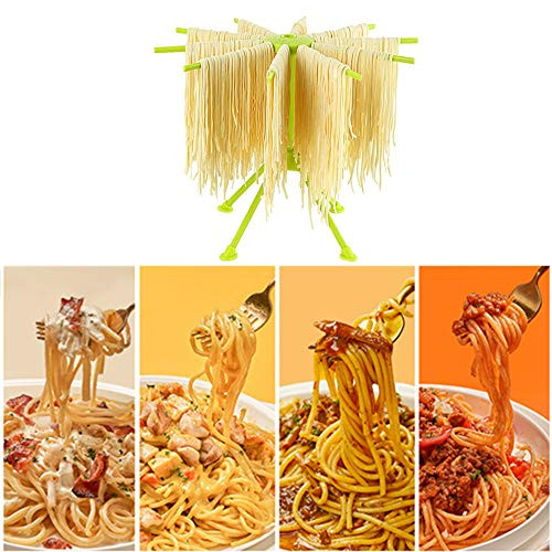 Collapsible Pasta Drying Rack  Easy to Use Drying Stand Holder with 10 Arms for Fresh Homemade Spaghetti Noodles -Green-