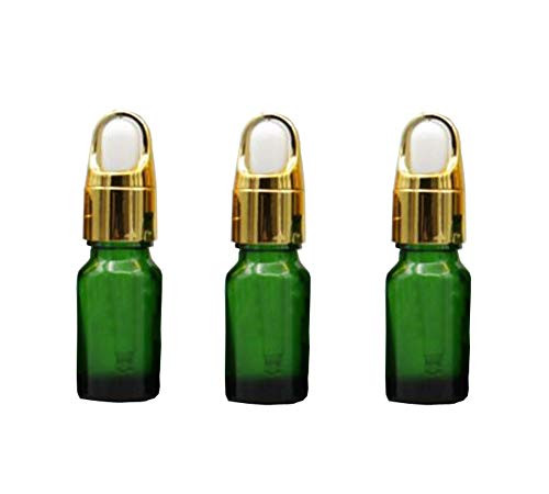 3Pcs Green Upscale Empty Refillable Glass Dropper Essential Oil Dropper Bottles Cosmetic Makeup Sample Storage Container Vial Pot With Glass Eye Dropp