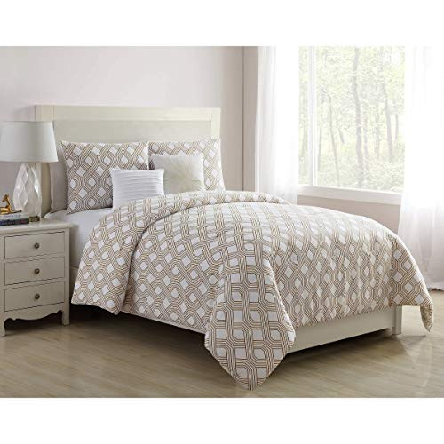 VCNY Home Eli Geometric Jaquard 4 Piece Bedding Comforter Set Twin XL Gold