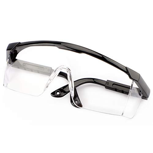 Epioneer Protective Eyewear Safety Goggles Clear Anti-fog-Anti-Scratch Safety Glasses over Prescription Glasses  Adjustable Wide-Vision Protective Gla