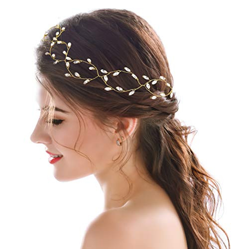 Jovono Bride Wedding Hair Vine Bridal Headpieces Crystal Hair Accessory for Women and Girls -Gold- Jovono Bride Wedding Hair Vine Bridal Headpieces Crystal Hair Accessory for Women and Girls -Gold-