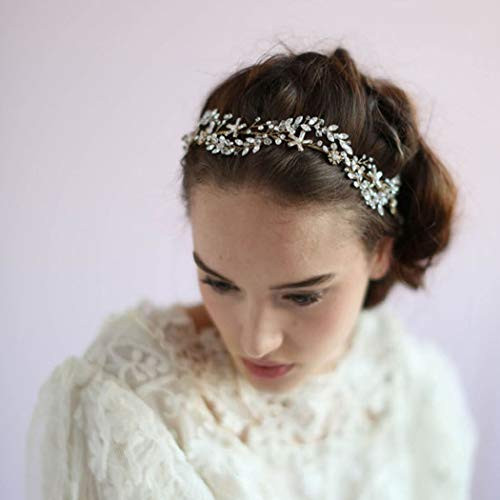 Jovono Bride Wedding Headband Bridal Rhinestone Hair Vines Head Accessories for Women and Girls -Gold- Jovono Bride Wedding Headband Bridal Rhinestone Hair Vines Head Accessories for Women and Girls -Gold-