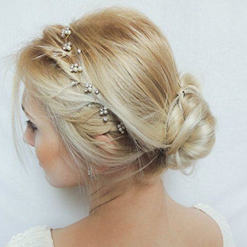 Jovono Bride Wedding Hair Vine Beaded Crystal Headpiece Bridal Pearl Headband Accessory for Women and Girls -Gold- Jovono Bride Wedding Hair Vine Beaded Crystal Headpiece Bridal Pearl Headband Accessory for Women and Girls -Gold-
