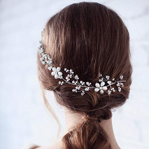 Jovono Bride Wedding Headband Bridal Crystal Hair Accessories Beaded Rhinestone Hair Vines for Women and Girls -Silver- Jovono Bride Wedding Headband Bridal Crystal Hair Accessories Beaded Rhinestone Hair Vines for Women and Girls -Silver-