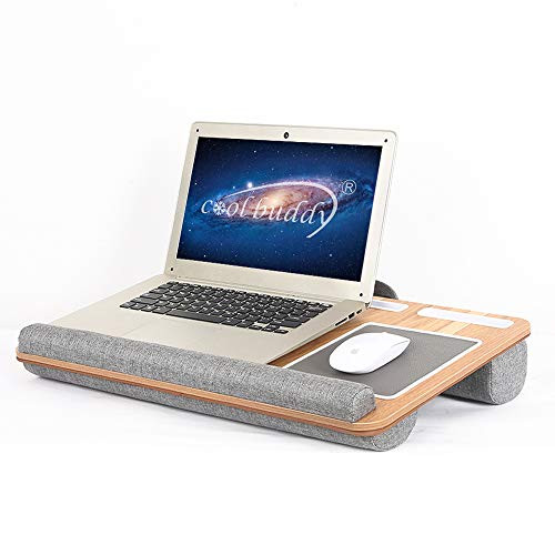 Lap Desk - COOLBUDDY Fits up to 17 inches Laptop Desk  Built in Mouse Pad and Wrist Pad for Notebook  MacBook  Tablet  Laptop Stand with Tablet  Pen and P