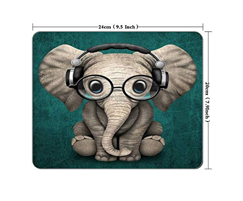 Elephant Mouse Pad with Glasses Non-Slip Rectangular Mouse Pad Gaming Office Mouse Pad